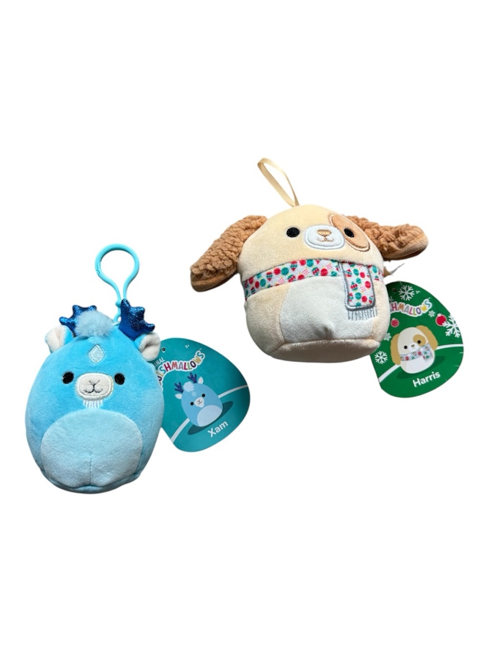Squishmallows Clip-On Plush Pair - Blue Xam & Cream Harris